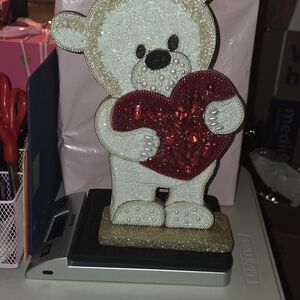 White and Red Bear Figurine with Heart